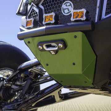 Polaris RZR Pro R/Pro S/Turbo R Single Tube Front Bumper with Winch Mount Green Skid Plate