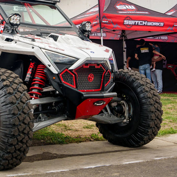 Polaris RZR Pro R/Pro S/Turbo R Single Tube Front Bumper with Winch Mount Red Skid Plate