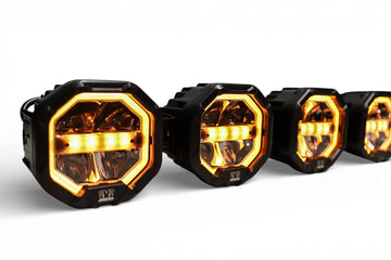 8 Light U-Con Interlocking Off Road LED Pod With Amber or White DRL Running Light