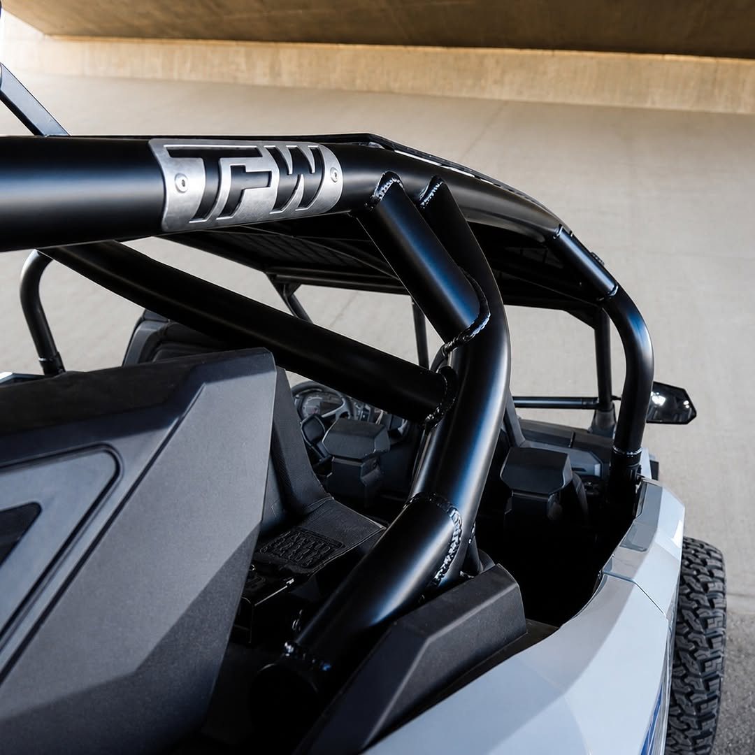 Polaris RZR Pro S cage detail with Tule Fab Works branding